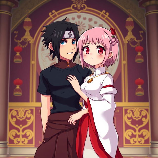 Sakura Haruno depicted as a cute and powerful empress, showcasing her strong love for Sasuke