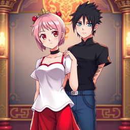 Sakura Haruno depicted as a cute and powerful empress, showcasing her strong love for Sasuke