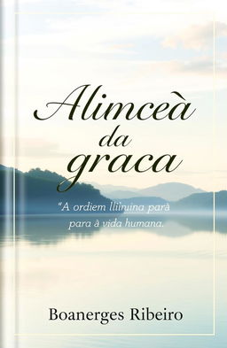 A beautifully designed book cover for 'Aliança da graça', featuring a serene background image of a tranquil landscape symbolizing peace and divine order