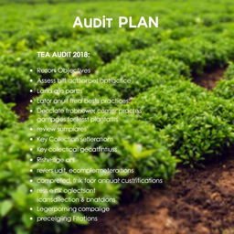 Develop a detailed audit plan for a tea plantation that includes the following components: 1