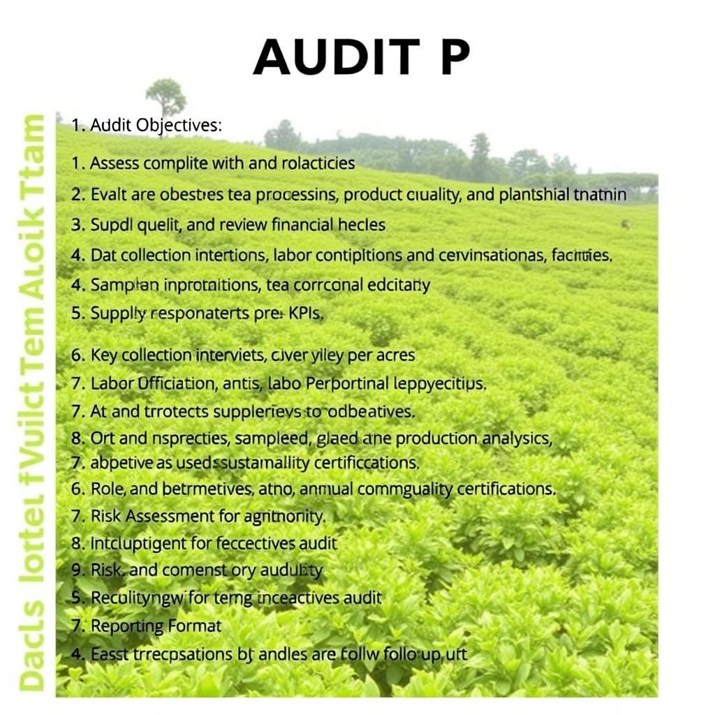 Develop a detailed audit plan for a tea plantation that includes the following components: 1