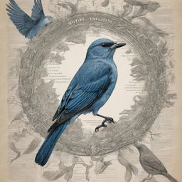 A visually stunning poster showcasing a detailed and artistic drawing of a bird in the center, surrounded by tastefully chosen typography and design elements related to ornithology