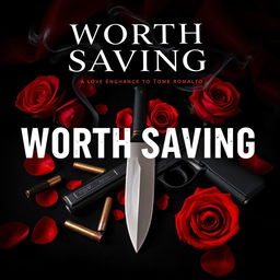 A striking book cover for 'Worth Saving', emphasizing a dark romance theme with an enemies-to-lovers vibe