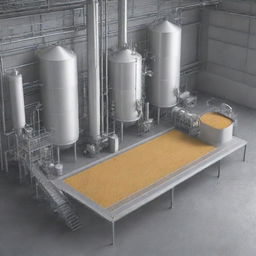 Illustration of the feed yeast production process in a modern industrial environment.