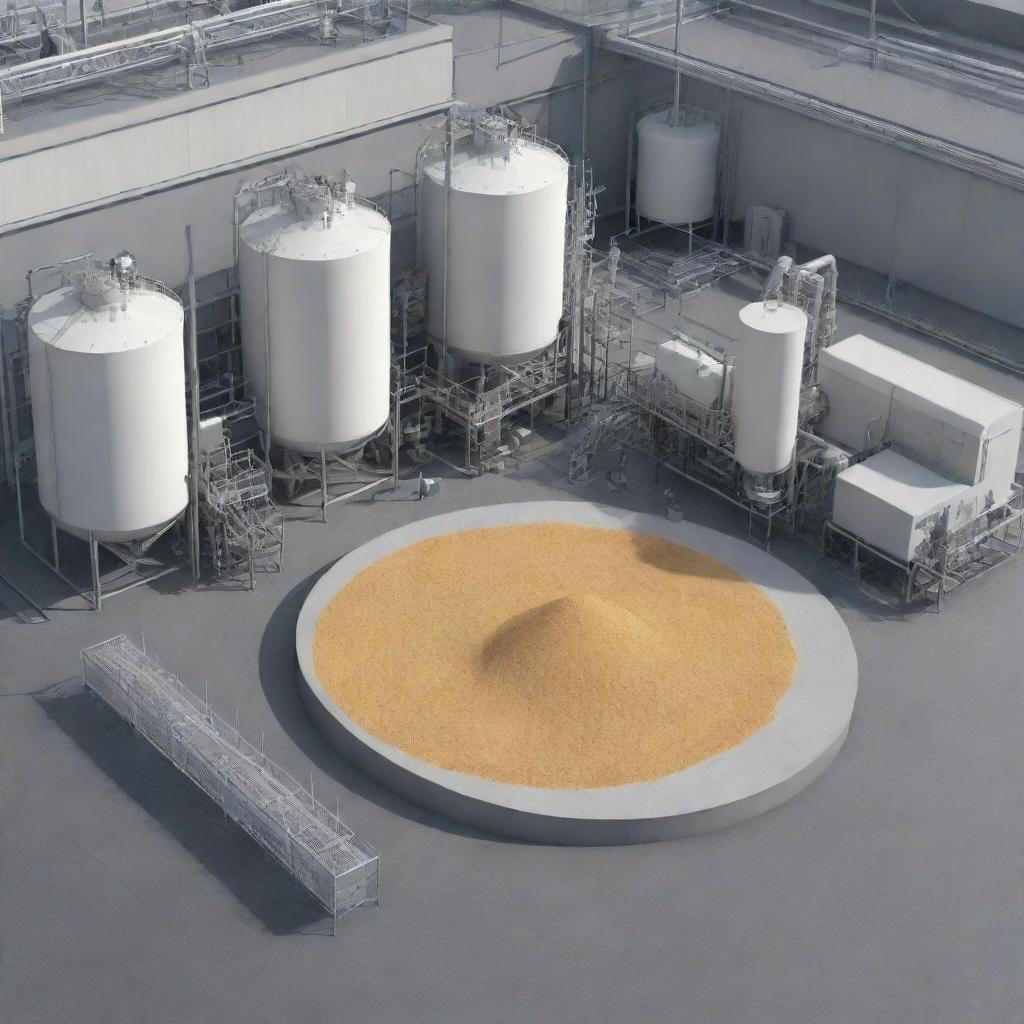 Illustration of the feed yeast production process in a modern industrial environment.