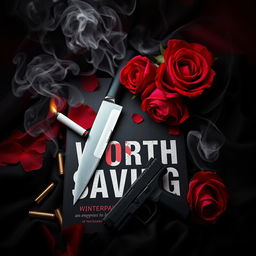 A captivating book cover design for 'Worth Saving', featuring a dark romance theme centered around an enemies-to-lovers narrative