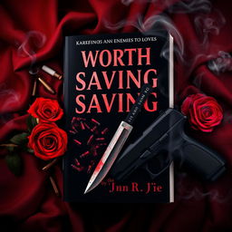 A captivating book cover design for 'Worth Saving', featuring a dark romance theme centered around an enemies-to-lovers narrative