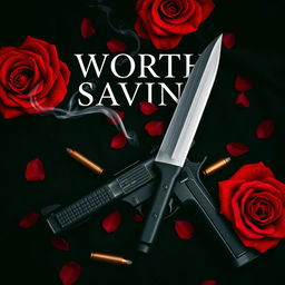 An elegant book cover design for 'Worth Saving', embodying a dark romance theme with an enemies-to-lovers narrative