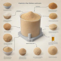 A detailed, text-free illustration demonstrating the technology and steps involved in the production of animal feed yeast.