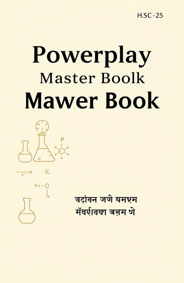 A formal and realistic book cover design for a textbook titled 'Powerplay Master Book' aimed at HSC-25 students