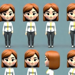 Generate a 3D memoji of a Japanese woman in business style, focusing on the details of the face and head in an animated cartoon style. The image should be a close-up, portrait view with no body visible.