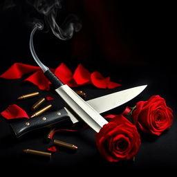 A captivating book cover design for a dark romance novel, featuring a striking black and red background that sets an intense, dramatic tone