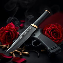 A dramatic dark romance book cover featuring a black and red background