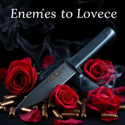 A dramatic dark romance book cover featuring a black and red background