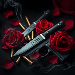 An evocative A4 dark romance book cover, sized 1414 px x 2250 px, featuring a rich black and red background that exudes intensity