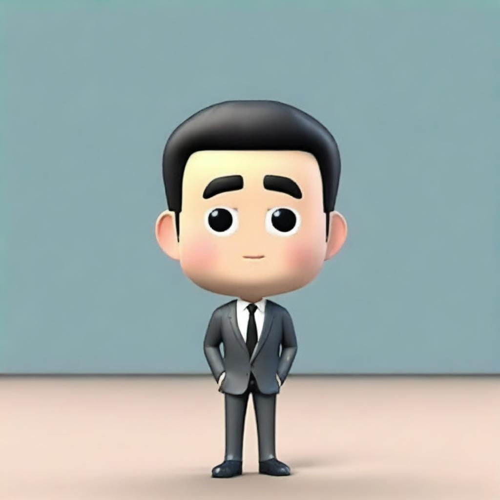 Generate a high-resolution 3D Memoji portraying a Japanese man in a business style. Emphasize detail in the eyes and face, while keeping the portrait limited to the head only. The image should be a close-up, cartoon-style, with anime-influenced details.