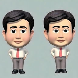 Generate a high-resolution 3D Memoji portraying a Japanese man in a business style. Emphasize detail in the eyes and face, while keeping the portrait limited to the head only. The image should be a close-up, cartoon-style, with anime-influenced details.