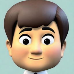 Create a detailed 3D Memoji of a Japanese businessman, focusing on the details in the eyes and face. The rendering should be close-up, with only the head and face, in the style of 3D animation cartoons, highlighting intricate details.