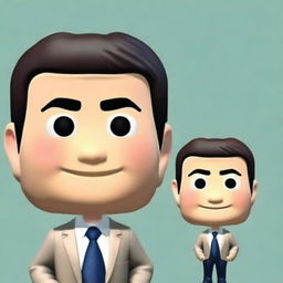 Create a detailed 3D Memoji of a Japanese businessman, focusing on the details in the eyes and face. The rendering should be close-up, with only the head and face, in the style of 3D animation cartoons, highlighting intricate details.