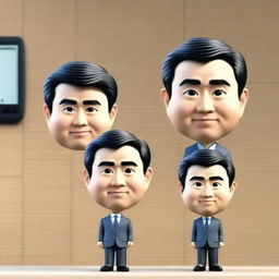 Generate a Pixar-style 3D Memoji representation of a Japanese businessman, highlighted by close-up, high-detail camera angle. The portrait should concentrate solely on the face and head, with a specific focus on eyes and facial details.