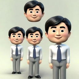 Generate a Pixar-style 3D Memoji representation of a Japanese businessman, highlighted by close-up, high-detail camera angle. The portrait should concentrate solely on the face and head, with a specific focus on eyes and facial details.