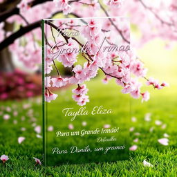 A beautifully designed book cover featuring a cherry blossom tree with delicate pink flowers and petals gracefully falling