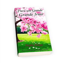 A captivating book cover featuring a stunning cherry blossom tree, with its soft pink petals and leaves gracefully falling onto a vibrant, lush green lawn
