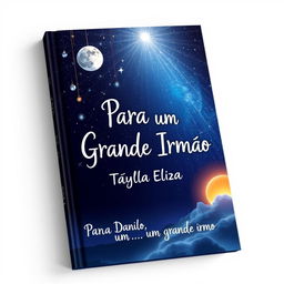 An enchanting book cover design that captures a celestial theme, featuring a mesmerizing meteor shower lighting up the night sky