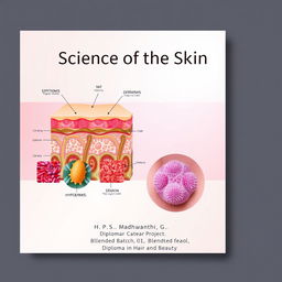 A creative cover page design for a diploma project titled 'Science of the Skin'