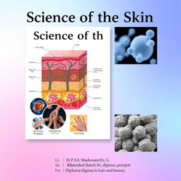 A creative cover page design for a diploma project titled 'Science of the Skin'