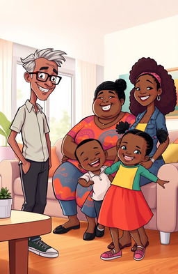 A heartwarming scene depicting an African family in their modern living room