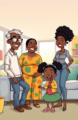 A heartwarming scene depicting an African family in their modern living room