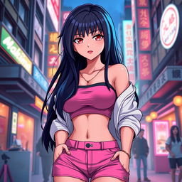 A stylized portrait of Makima, a fierce female character inspired by anime, depicted in a playful yet stylish outfit