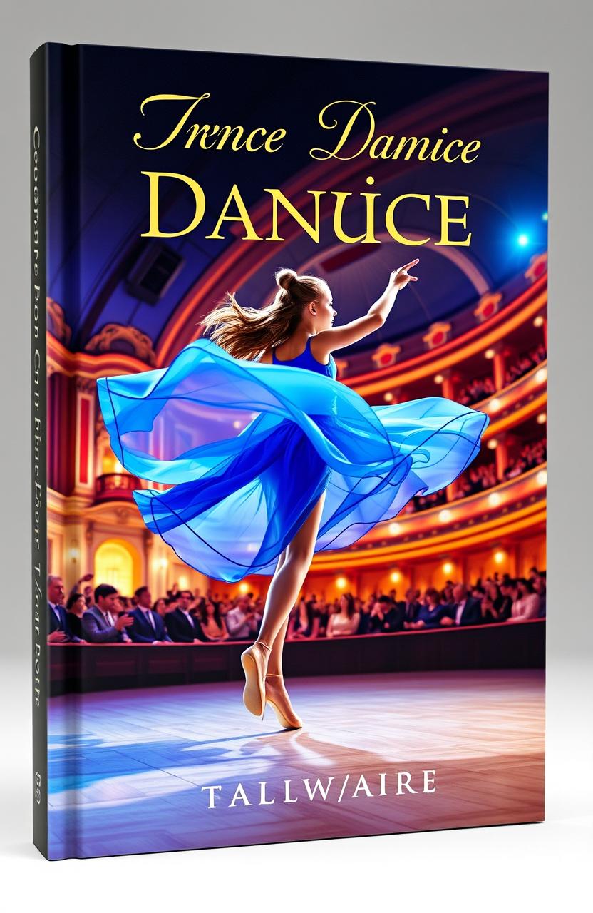 A realistic 3D book cover featuring a girl dancing in a concert hall