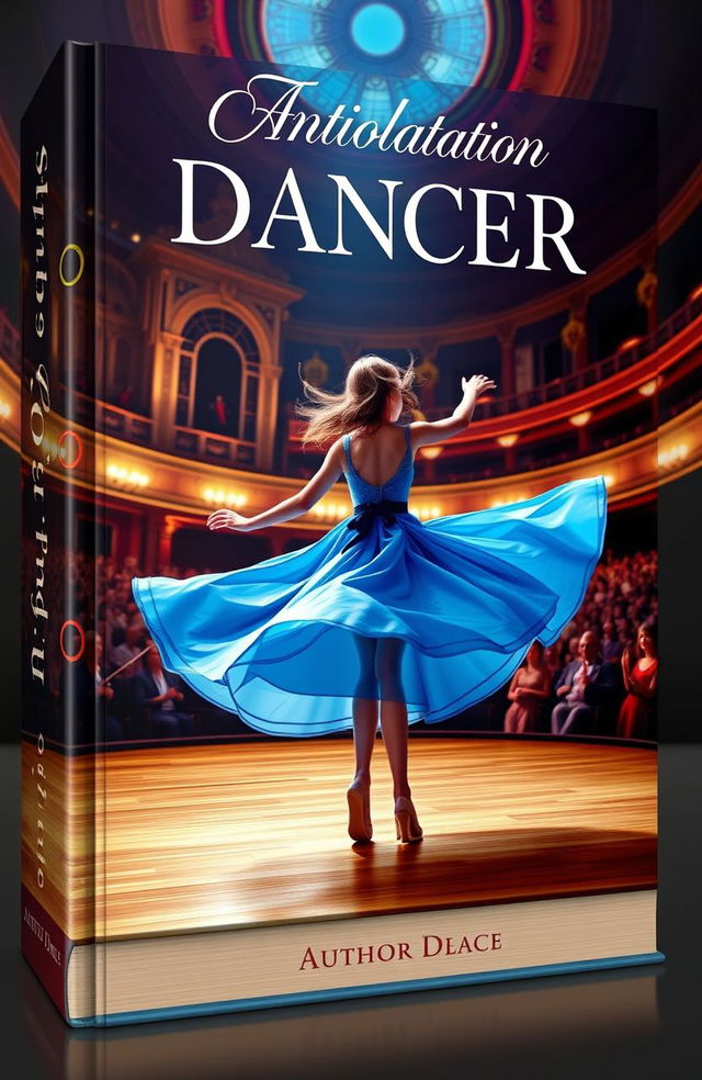 A realistic 3D book cover featuring a girl dancing in a concert hall