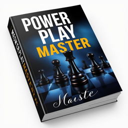 An imaginative book cover design for a fictional book titled "Power Play Master"