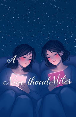 A romantic scene depicting two chatmates who are physically distant yet emotionally close, with a soft focus on their digital devices illuminating their faces