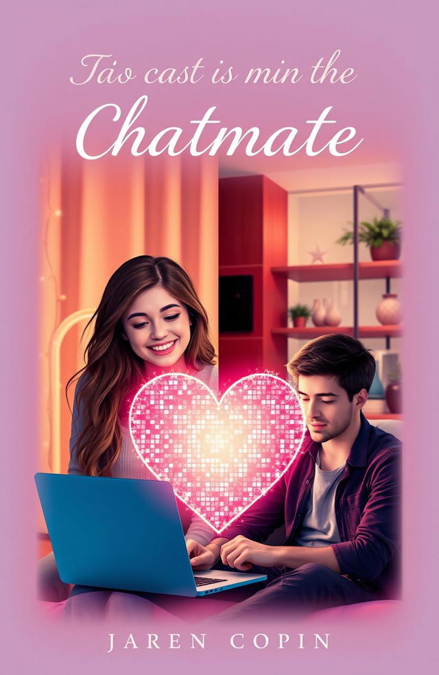 A romantic novel cover featuring two chatmates who are physically separated by miles but united by their digital connection