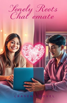 A romantic novel cover featuring two chatmates who are physically separated by miles but united by their digital connection