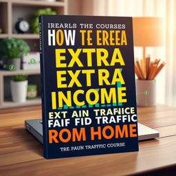 A compelling eBook cover design themed around a course that teaches how to generate extra income with paid traffic from home