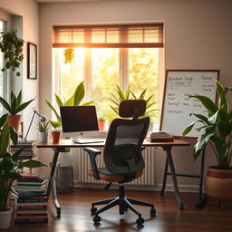 A stylish home office scene inspiring remote work and online earning