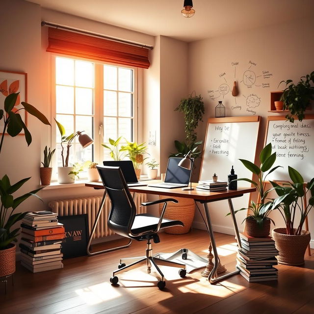 A stylish home office scene inspiring remote work and online earning