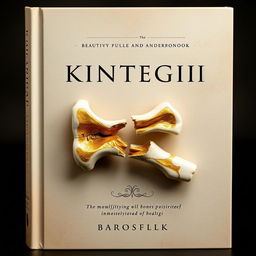 A striking book cover design that beautifully combines the concepts of Kintsugi and bone artistry