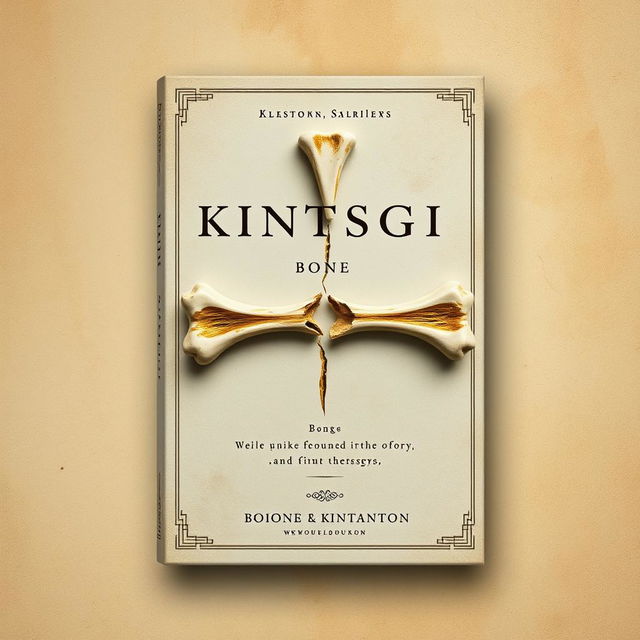 A striking book cover design that beautifully combines the concepts of Kintsugi and bone artistry