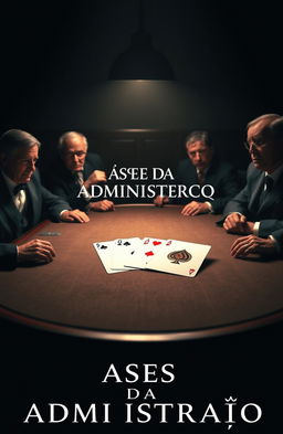 A calm and mysterious poker table setting featuring the four aces of a deck of cards prominently displayed in the center