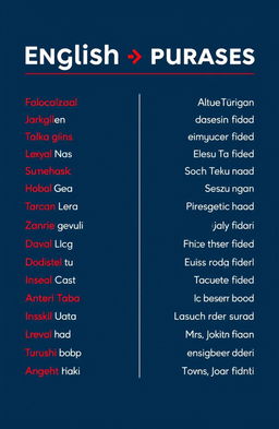 A beautifully designed graphic featuring English conversational phrases alongside their Turkish translations