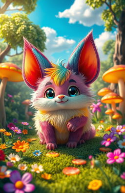 A vibrant and whimsical scene featuring a fantastical creature known as a Tensiffy