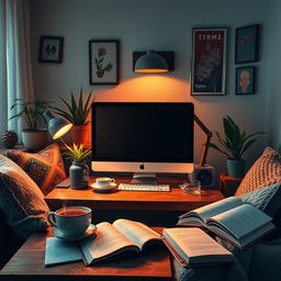 A captivating eBook cover design featuring a cozy and inviting living space