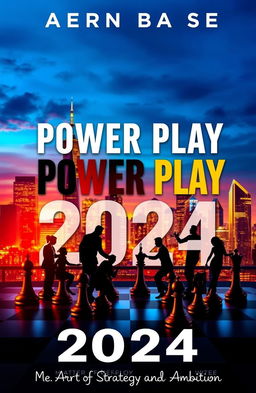 A unique and captivating book cover for the novel titled "Power Play 2024", featuring an abstract representation of power dynamics and strategy