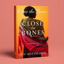 A captivating book cover for "Close the Bones" by Jen Hatmaker, centered around the theme of the rebozo, a traditional Mexican shawl